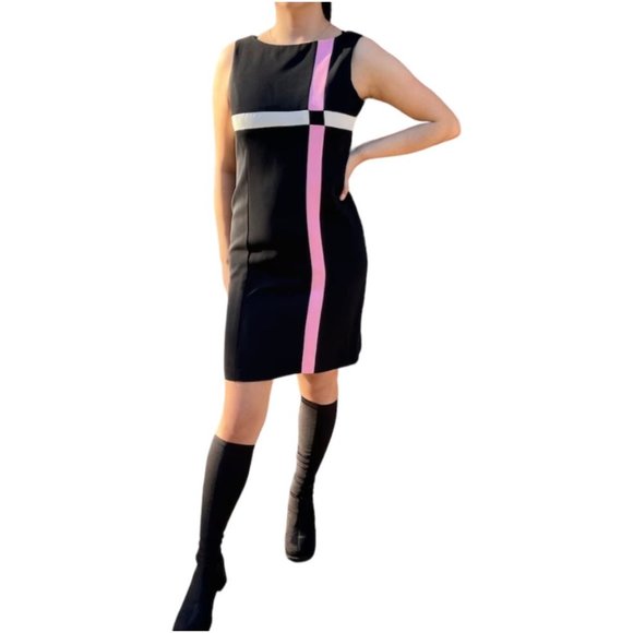 Jessica Howard Fully Lined Dress Size 14 Black Color Block Dress - Picture 1 of 7